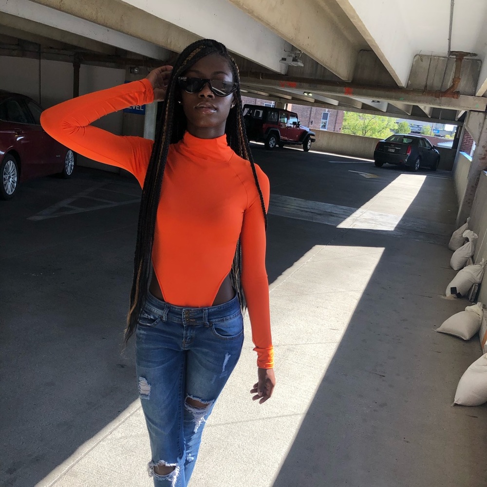 orange thong bodysuit
